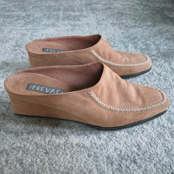 Prevata Shoes - Prevata Womens Y2K Italian Suede Mule Wedge Slides size 10